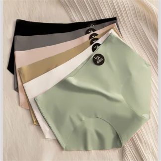 3PCS Women Panties Slip Silk Seamless Briefs For Women Female Underwear Soft Thin Light Panty Comfortable Femme Underpants