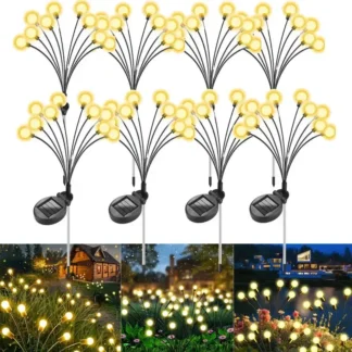8pcs Outdoor LED Solar Lights Waterproof Starburst Solar Firefly Lights Lawn Lamp Garden Lamp for Path Landscape Decorative