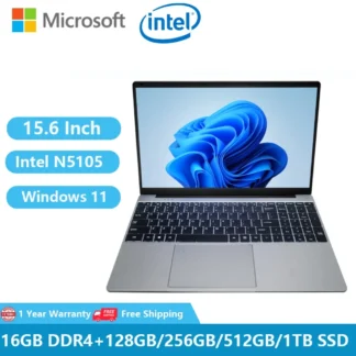 2024 Gaming Laptops Windows 11 Office Business Notebooks Netbook 15.6" 11th Gen Intel N5105 16GB RAM 1TB WiFi HDMI Backlit USB