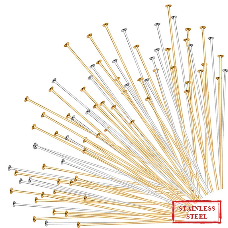 20/25/30/40/50mm Stainless Steel Flat Head Pins Earrings Findings Needles For Jewelry Making Findings Accessories DIY Supplies