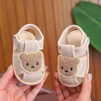 Cute Bear Soft Sole Comfortable Sandals for Infants and Toddlers Baotou Anti Kick First Step Shoes 0-18 Months