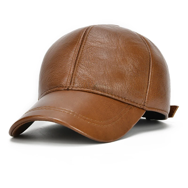 2025 Adjustable Men's Genuine Cowhide Leather Baseball Cap for Fall Winter Outdoor Sports Hat Men Real Cowhide Leather Caps - Image 2