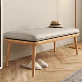 Nordic style solid wood bench rubber wood frame high comfort shoe changing stool soft bag dining chairs