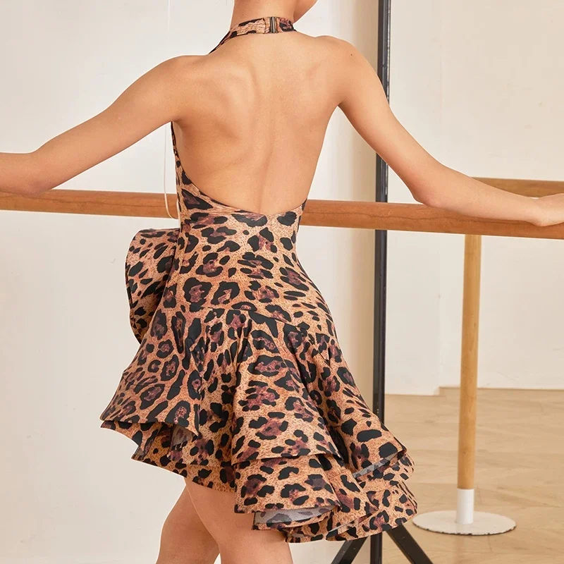 New Girls Latin Dance Dress Leoprard Fishbone Dress Cha Cha Rumba Performance Costume Latin Practice Competition Dancewear Skirt - Image 5