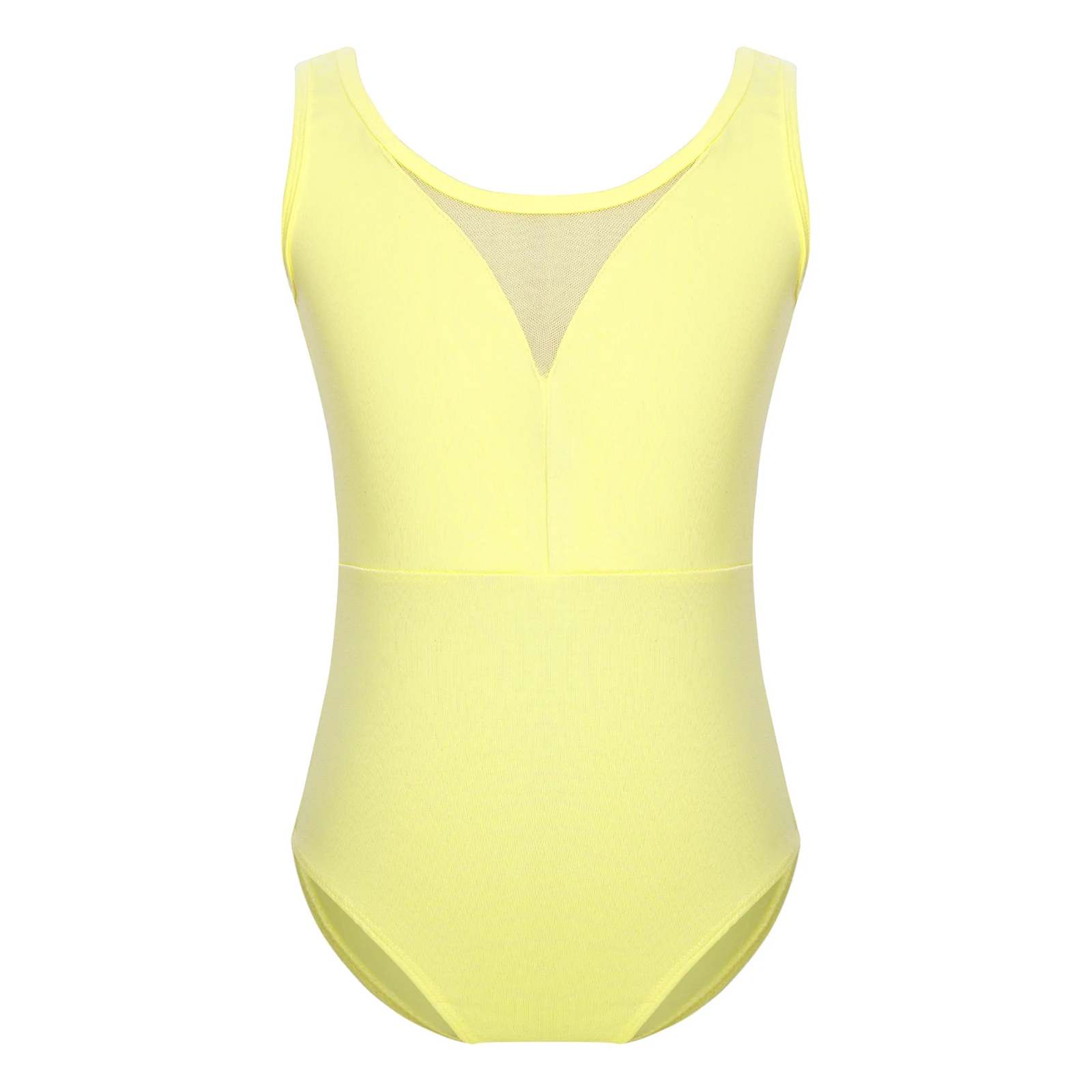 Girls Ballet Bodysuit Kids Ballet Leotard Sleeveless Mesh Patchwork V-Back Gymnastics Leotard Dance Clothing Ballerina Dancewear