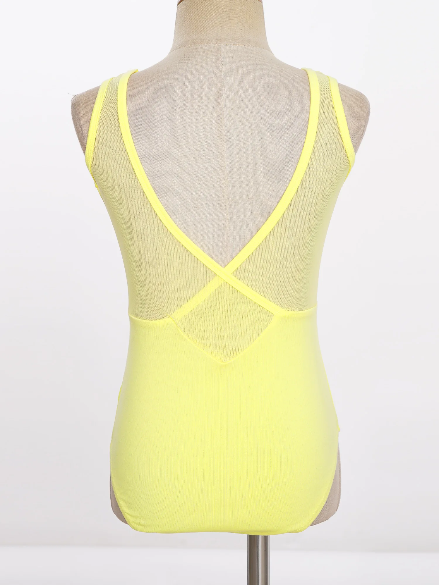 Girls Ballet Bodysuit Kids Ballet Leotard Sleeveless Mesh Patchwork V-Back Gymnastics Leotard Dance Clothing Ballerina Dancewear - Image 4
