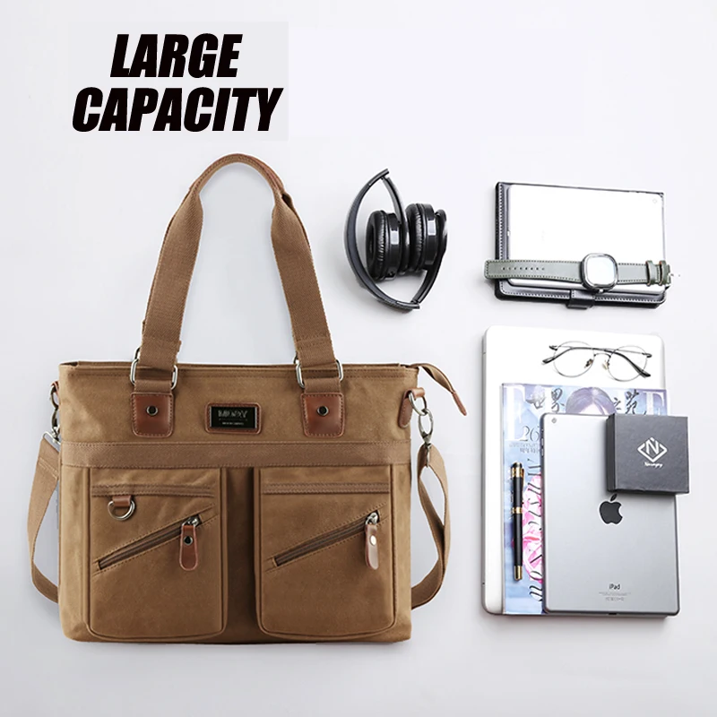 High Quality Vintage Retro Canvas Crossbody Shoulder Bag for Men Large Space Office Work Laptop Briefcase Handbag Messenger Bag - Image 3
