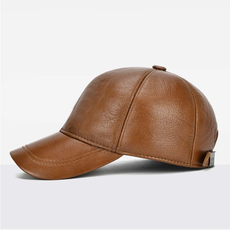2025 Adjustable Men's Genuine Cowhide Leather Baseball Cap for Fall Winter Outdoor Sports Hat Men Real Cowhide Leather Caps - Image 5