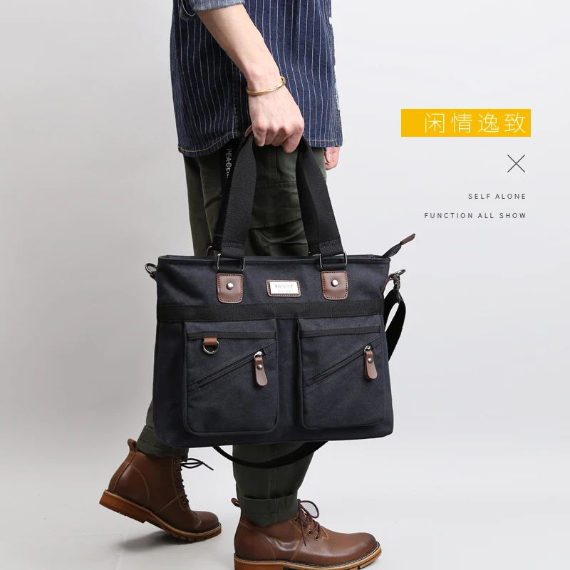 High Quality Vintage Retro Canvas Crossbody Shoulder Bag for Men Large Space Office Work Laptop Briefcase Handbag Messenger Bag - Image 6