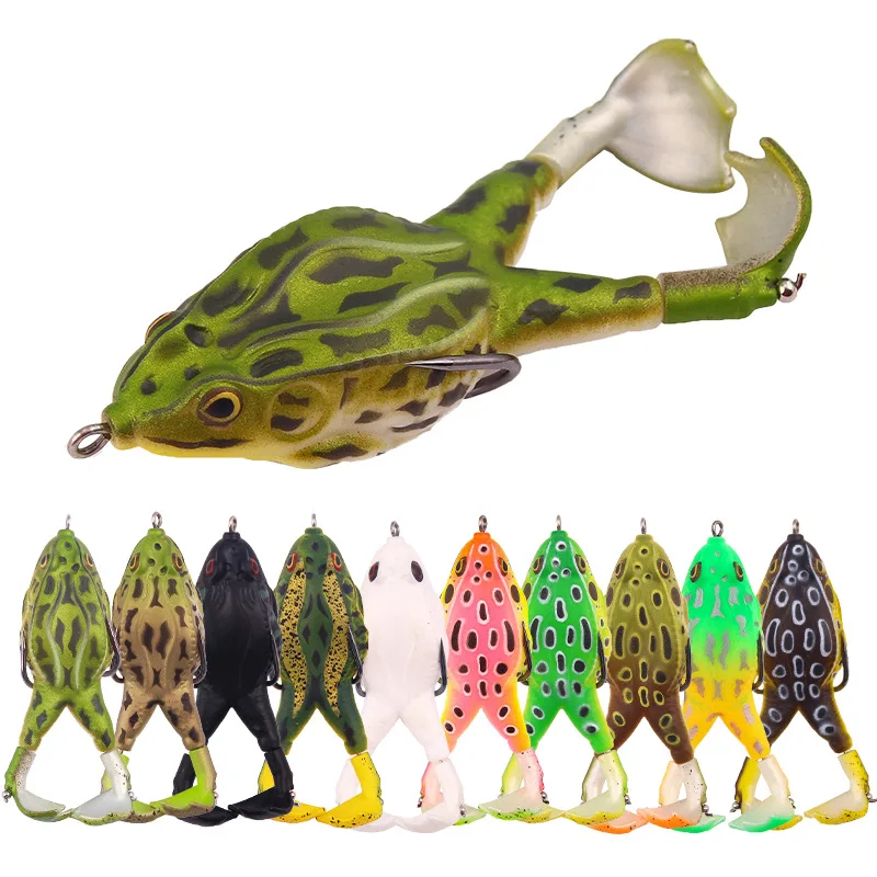 Frog Topwater Fishing Lure BKK Double Hooks Propeller Silicone Soft Bait Articulated Artificial Wobbler Freshwater Bait Swimbait