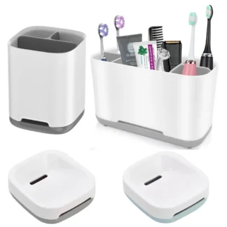 1PC Bathroom Organizer Shelves Electric Toothbrush Holder Bathroom Storage Shower Caddy Multifunctional Organizer for Countertop