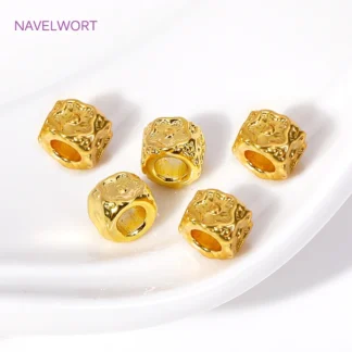 Trendy 18K Gold Plated 5*4mm Plum Pattern Spacer Beads,Supplies For Jewelry,Brass Metal Loose Beads Jewelry Material Wholesale