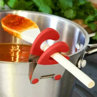 Stainless Steel Pot Side Clips Anti-scalding Spoon Holder Kitchen Gadget Rubber Kitchen Gadget Spoon Holder Rest Kitchen Gadgets