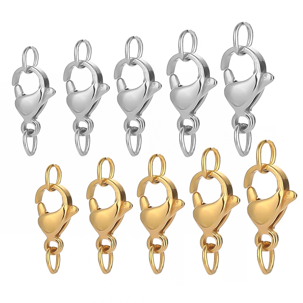 25Pcs Stainless Steel Lobster Clasps Jump Rings Hooks Connector Bracelet Necklace Chains DIY Jewelry Making Findings Supplies