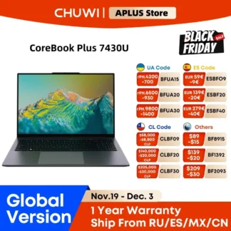CHUWI CoreBook Plus Laptop AMD R5-7430U 6 Cores Gaming Laptop 16GB RAM 512GB SSD16inch Large FHD Screen Notebook Windows 11