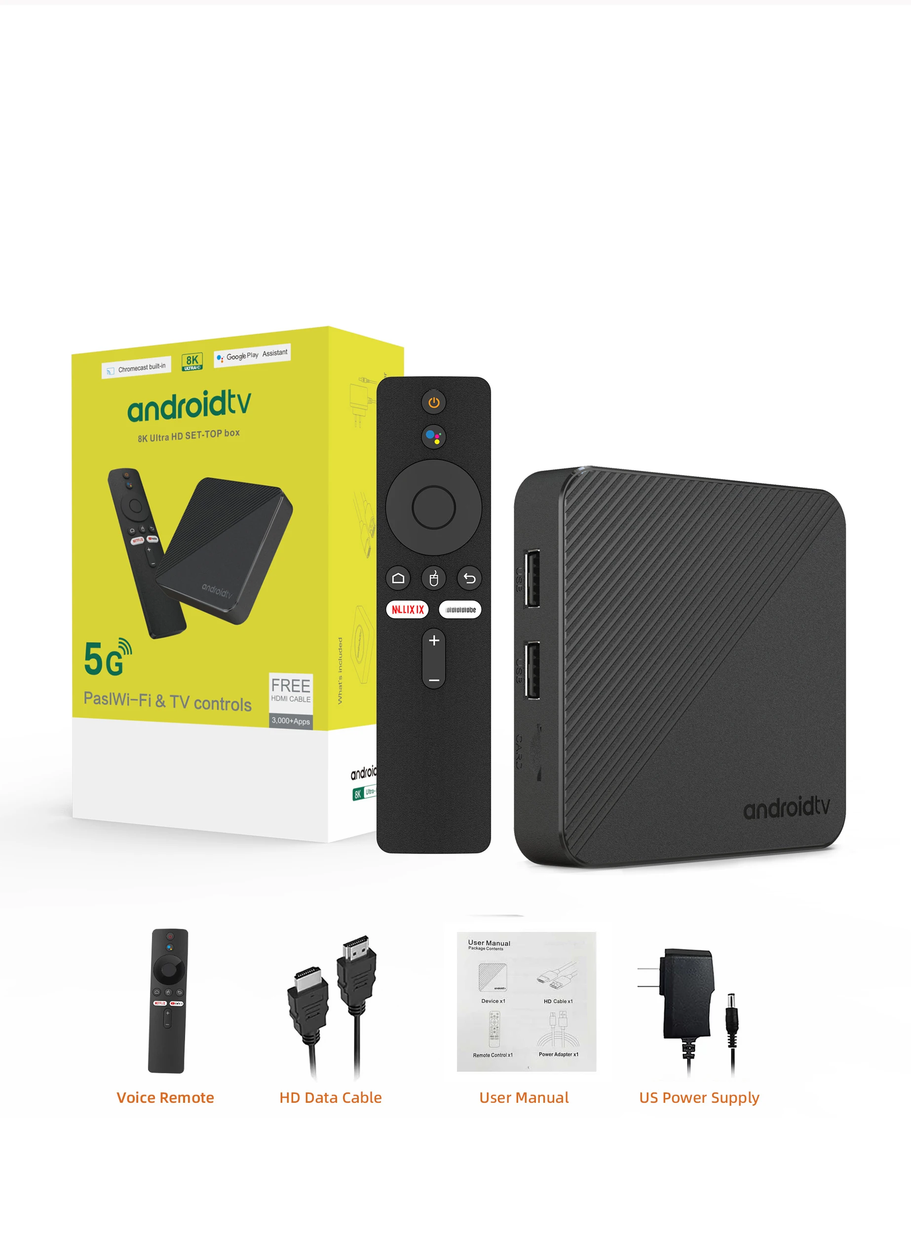 Android 14.0 Smart TV Box 8K Video Decoding BT 5.4 Google Assistant HDR 10+ Allwinner H313 2.4G/5G WiFi Media Player Set Top Box - Image 6