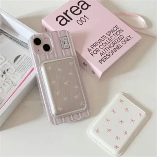 INS Korean Style Cute Bow Magsafe Magnetic Card Clip - Multifunctional Magnetic Wallet Card Holder iPhone Phone Accessory