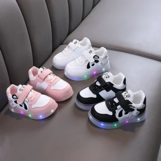 LED Kids Shoes For Girls Cute Cartoon Shoes Baby Girl Kawaii Canvas Shoes Soft Bottom Sneakers Casual Shoes Boys Flat Shoes