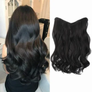 24inch Synthetic Fiber V-Shaped Big Wave Hair Extensions For Caucasian Women, Invisible 4-Clips Hair Extensions