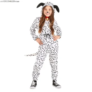 2025 New Arrival Unisex Boy Spotted Dog One Piece Jumpsuit Halloween Dress Up Girl Delightful Dalmatian Costume for Kids
