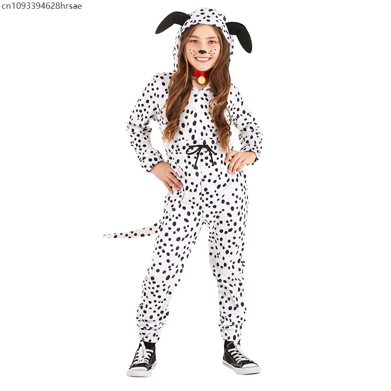 2025 New Arrival Unisex Boy Spotted Dog One Piece Jumpsuit Halloween Dress Up Girl Delightful Dalmatian Costume for Kids