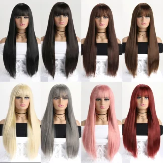 26Inch Colour Wig Long Straight Synthetic Wig for Women Fashion Wig for for Daily Halloween Costume Party Cosplay ﻿
