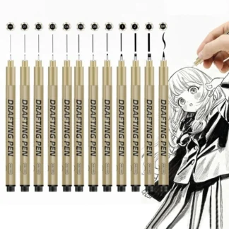 Waterproof Black Micron Pen Set 6/12 Pcs Fineliner Sketching Neelde Drawing Pens for Manga Art Supplies