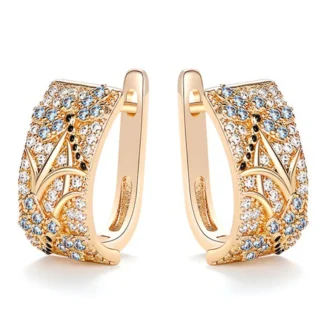 Huitan Personality Dragonfly Design Hoop Earrings for Women Gorgeous Gold Color Ear Accessories Wedding Party New Item Jewelry