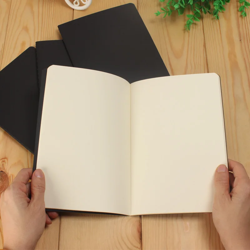 5Pcs A5 B5 A4 Notebook,36 Sheets/72 Pages/Book,Kraft paper And Black Cover,Office Study Notes Supplies QP-09 - Image 3