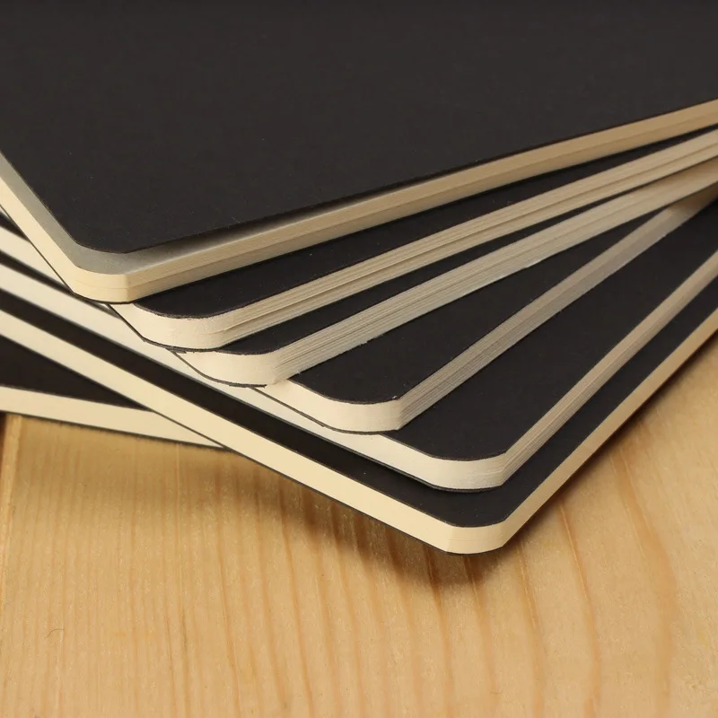 5Pcs A5 B5 A4 Notebook,36 Sheets/72 Pages/Book,Kraft paper And Black Cover,Office Study Notes Supplies QP-09 - Image 5