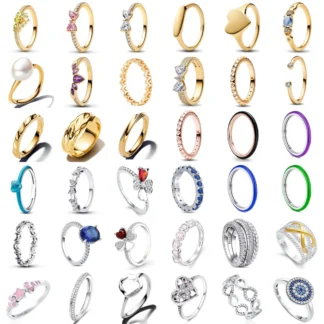 925 Silver Originales Blue Purple Ring Four-leaf Clover Paw Print Wedding Ring Set For Woman Luxury Jewelry Party Gift