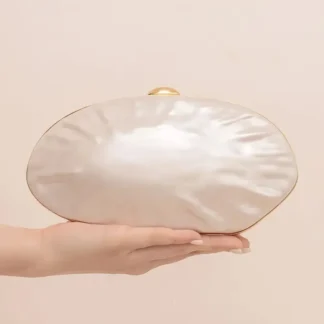 Luxury Shell Clutch Bag Acrylic Pearl White Frame Purse Women Wedding Wallet Female Evening Party Cute Ivory Lady Pro Handbag
