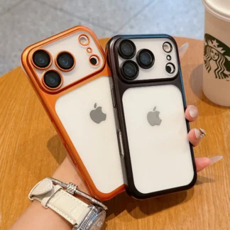 Luxury Matte PC Phone Case For iPhone 17 17 Air 17Pro 17 Pro Max Plating Frame Lens Film Protection Anti-fall Hard Clear Cover