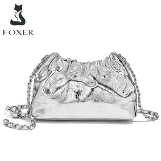 FOXER Genuine Leather Women Small Shoulder Bag Lady Fashion Mini Crossbody Handbag Purse Perfect Gift for Wife, Girlfriend