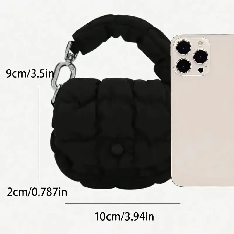 Mini Bag Edgy Black Mini Cloud Waist Pack Lightweight Solid Secure Button Closure With Decorative Coin Purse And Headphone Bag - Image 6