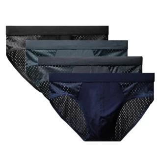 Men Underwear Male Thin Breathable Triangle Panties for Men's Ice Silk Briefs Mesh Sexy Square Corner Pants for men's Shorts