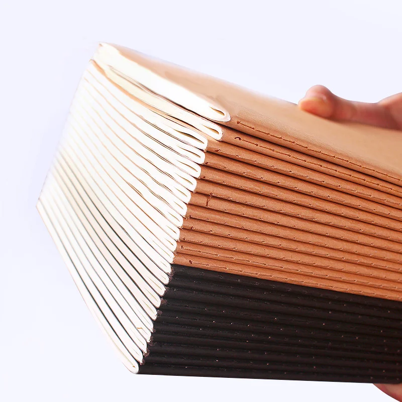 5Pcs A5 B5 A4 Notebook,36 Sheets/72 Pages/Book,Kraft paper And Black Cover,Office Study Notes Supplies QP-09
