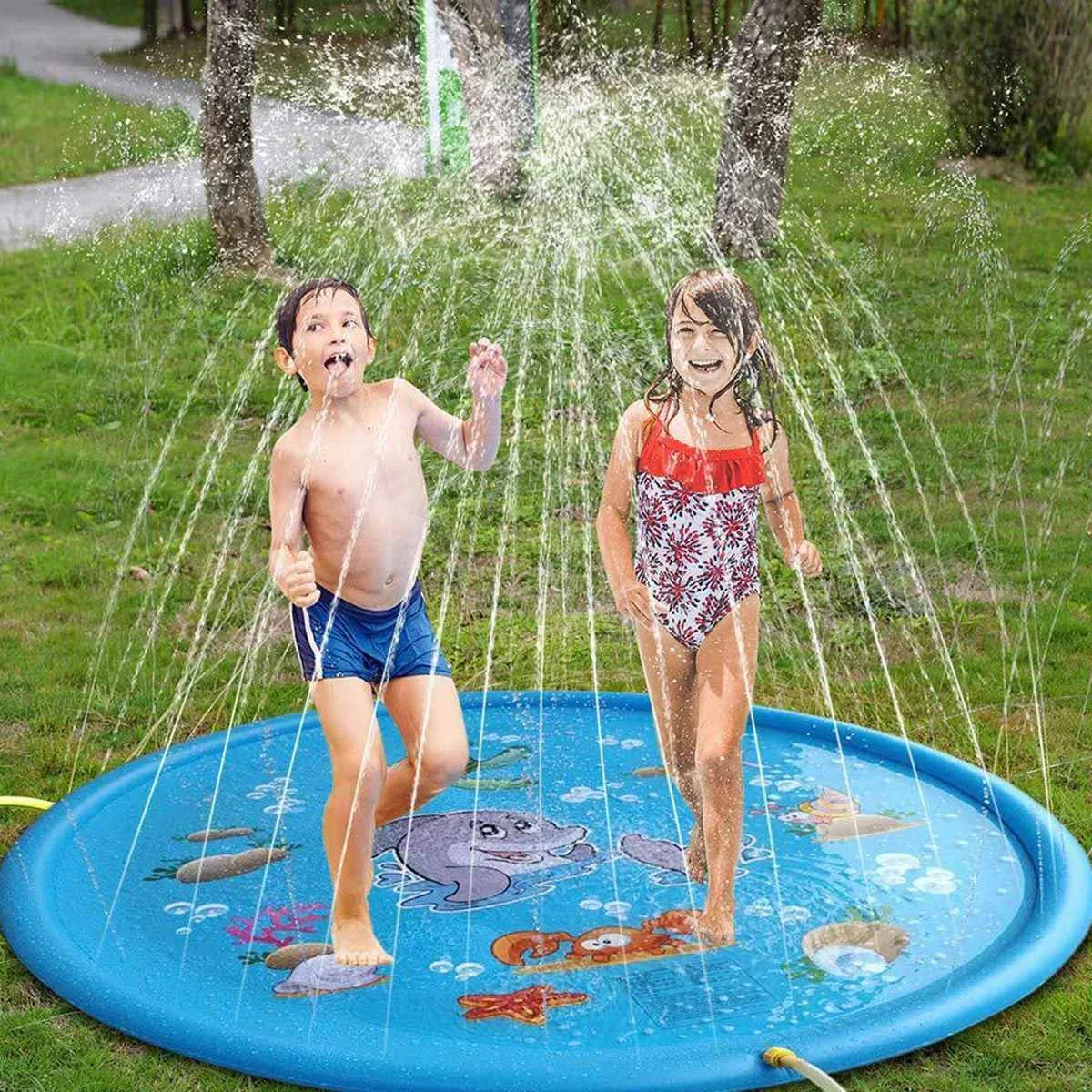 100/170cm Kids Outdoor Funny Toys Children Inflatable Round Water Splash Play Pools Playing Sprinkler Mat Yard Water Spray Pad - Image 5