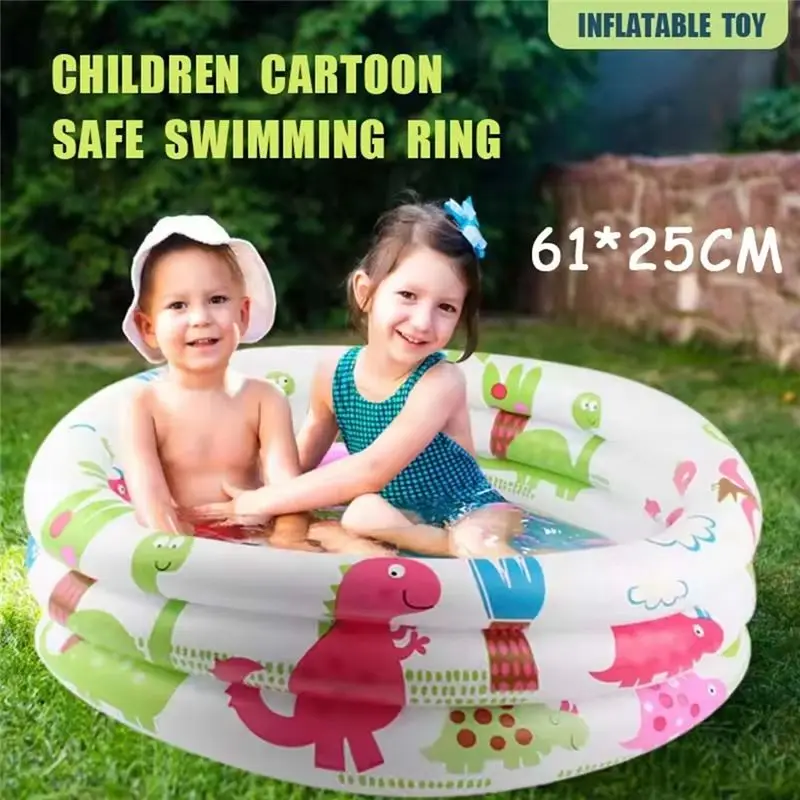 A07I Moveable Round Inflatable Pool For Young Children Featuring Cartoon Dinosaurs, Perfect For Outdoor Activity - Image 2
