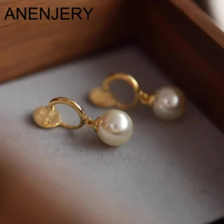 ANENJER Simulated Pearl Disc Clip on Earring for Women Girl Fake Piercing Gold Color Ear Clip Jewelry Ear Cuff Wholesale