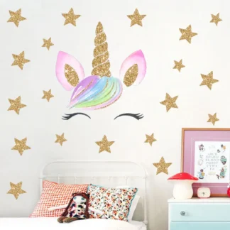Cartoon unicorn wall sticker living room bedroom background home decor wall stickers for kids rooms decoracion hogar moderno