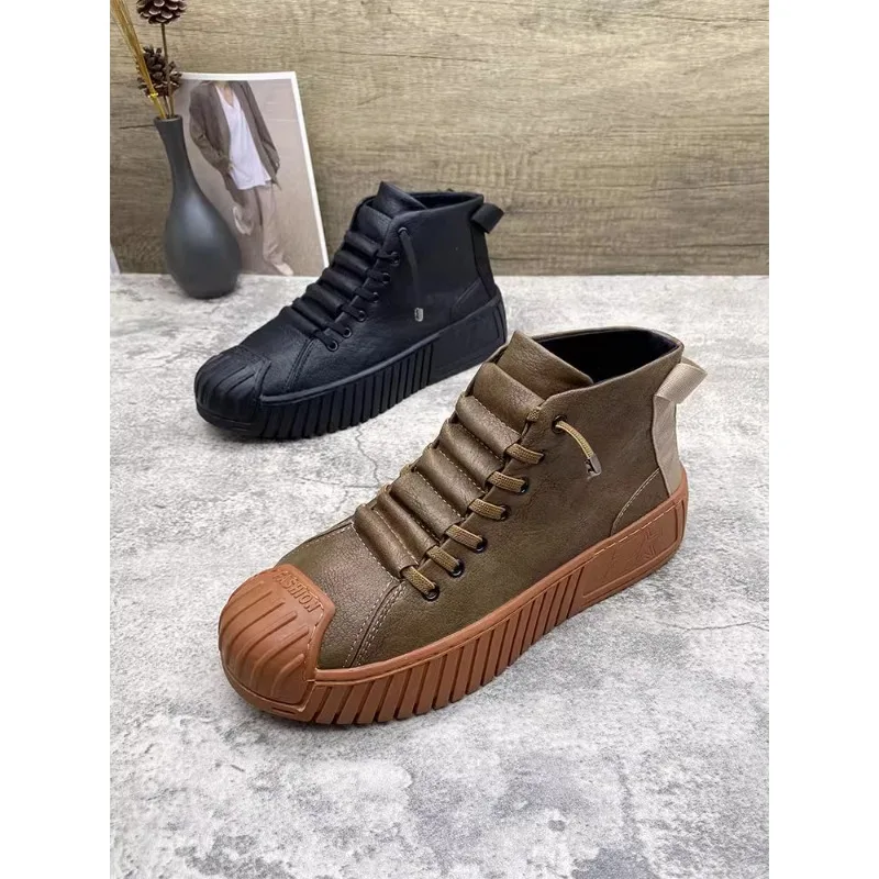 2026 Autumn and Winter Men Boots Increased Boots Lace-up Casual Shoes Board Shoes High Quality Outdoor Boot British Style New - Image 4