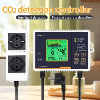 EU US Plug CO2 Detector Air Quality Monitor 0-5000PPM CO2 Concentration Control Accuracy Carbon Dioxide Regulator for Greenhouse