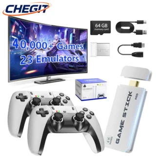 M15 4K TV Game Stick 64GB Built-in 3/40000+ Retro Games Console with Wireless Gamepads, Supports 20+ Simulators for HD TV Gaming