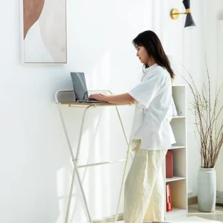 Joylove Modern Minimalist Folding Table Standing Notebook Office Riding Table Home Study Table White 1.1m Workbench