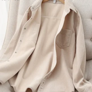 Thicken Velvet Plain Shirts, Women Winter Warm Blouses and Tops, New Casual Corduroy Shirt Jacket, Female Clothes Coat T29701X