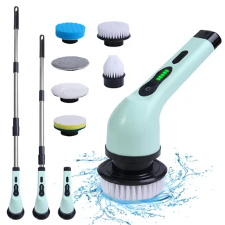 Cordless Electric Spin Scrubber With 6PCS/9PCS Replacement Cleaning Heads IPX6 Dual Speed Shower Cleaning Brush Extension Arm