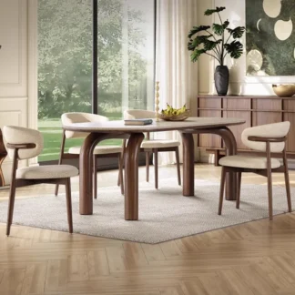 Medieval style solid wood rock slab dining table travertine simple oval home designer dining table small apartment