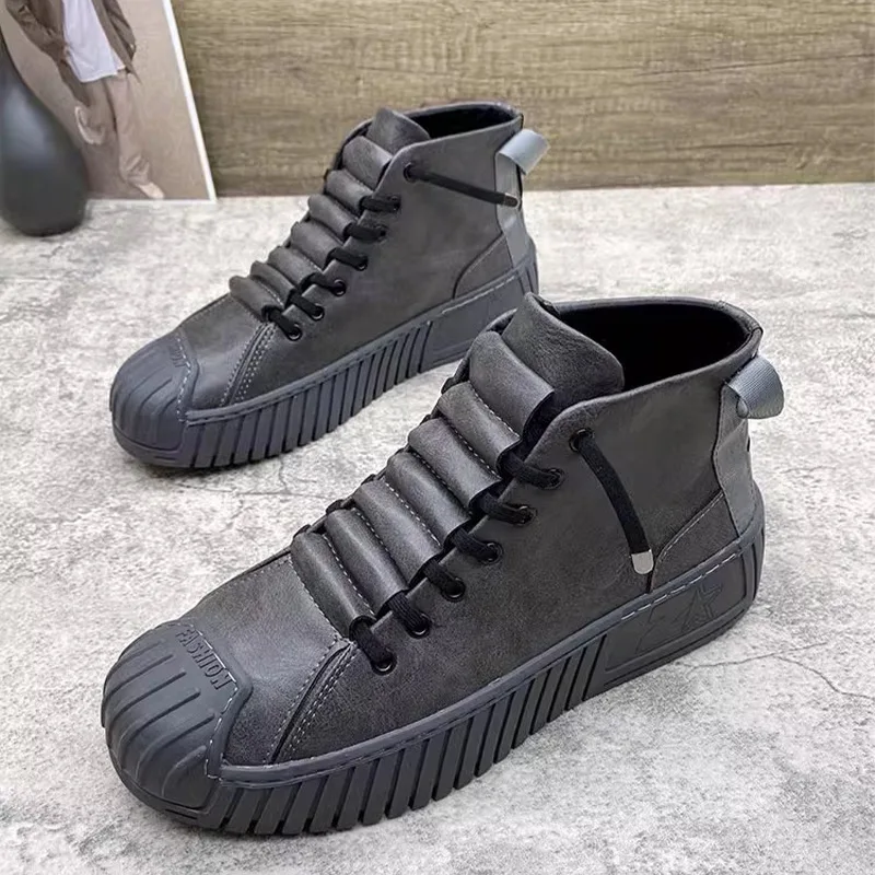 2026 Autumn and Winter Men Boots Increased Boots Lace-up Casual Shoes Board Shoes High Quality Outdoor Boot British Style New - Image 3