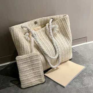 Fashion Large Capacity Straw Tote Bag Designer Women Handbags Handamde Woven Summer Beach Bag Casual Bali Big Purse